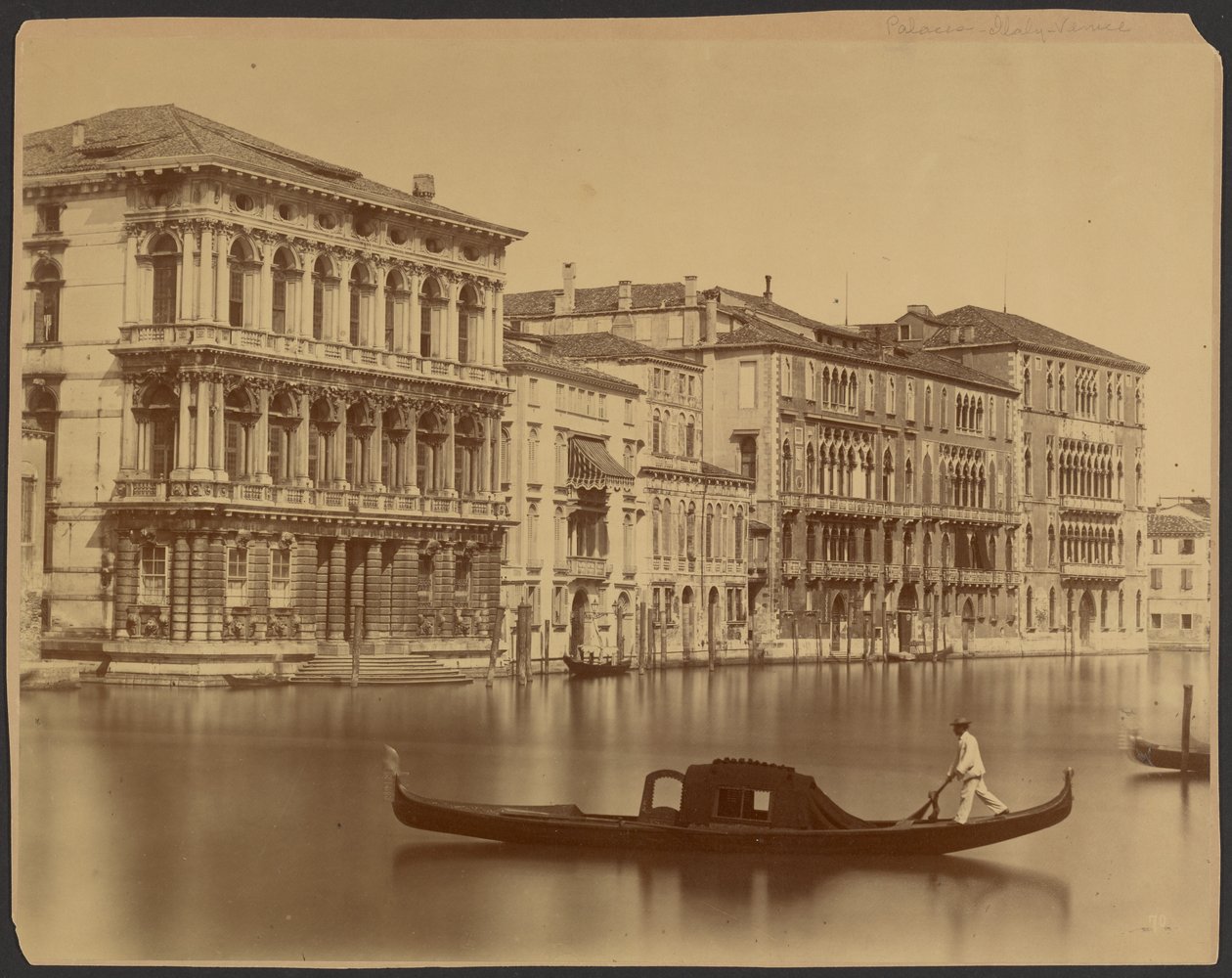 Palazzierne Rezzonico, Giustiniani og Foscari langs Canal Grande af Carlo Naya