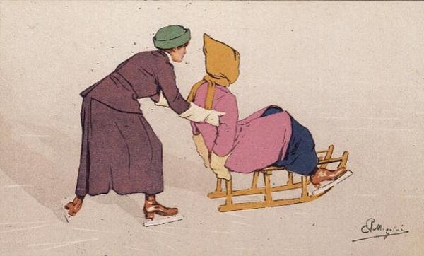 En hjælpende hånd (farve litho) af Carlo Pellegrini