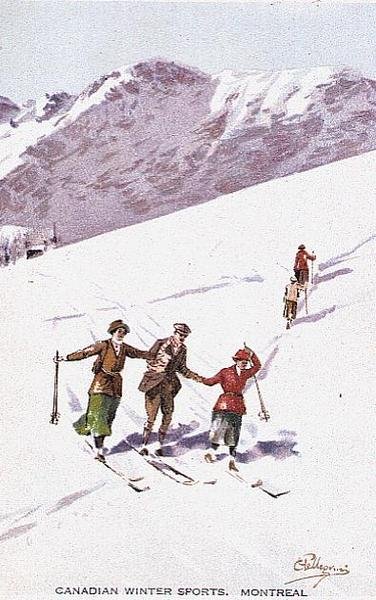 Canadisk vintersport, Montreal (farve litho) af Carlo Pellegrini