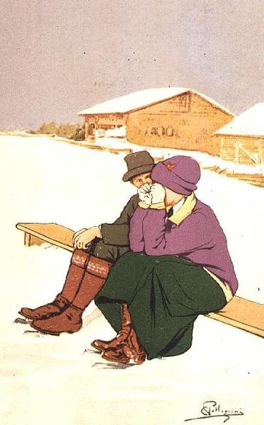 Den grædende skater (farve litho) af Carlo Pellegrini