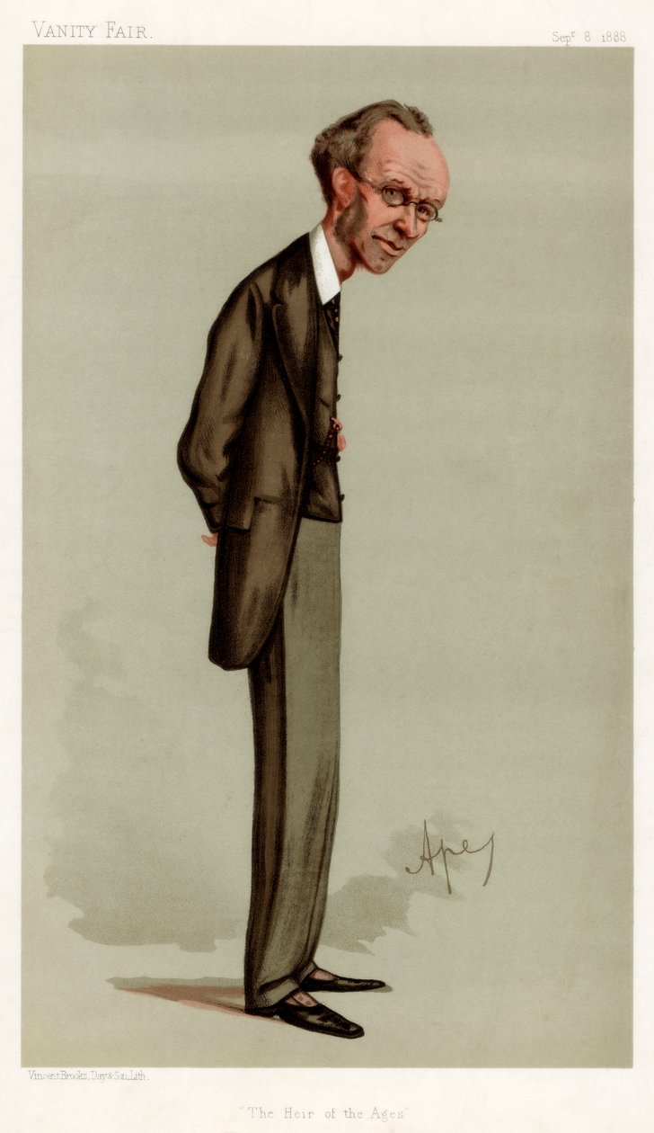 The Heir of the Ages, James Payn, engelsk forfatter, 1888. af Carlo Pellegrini