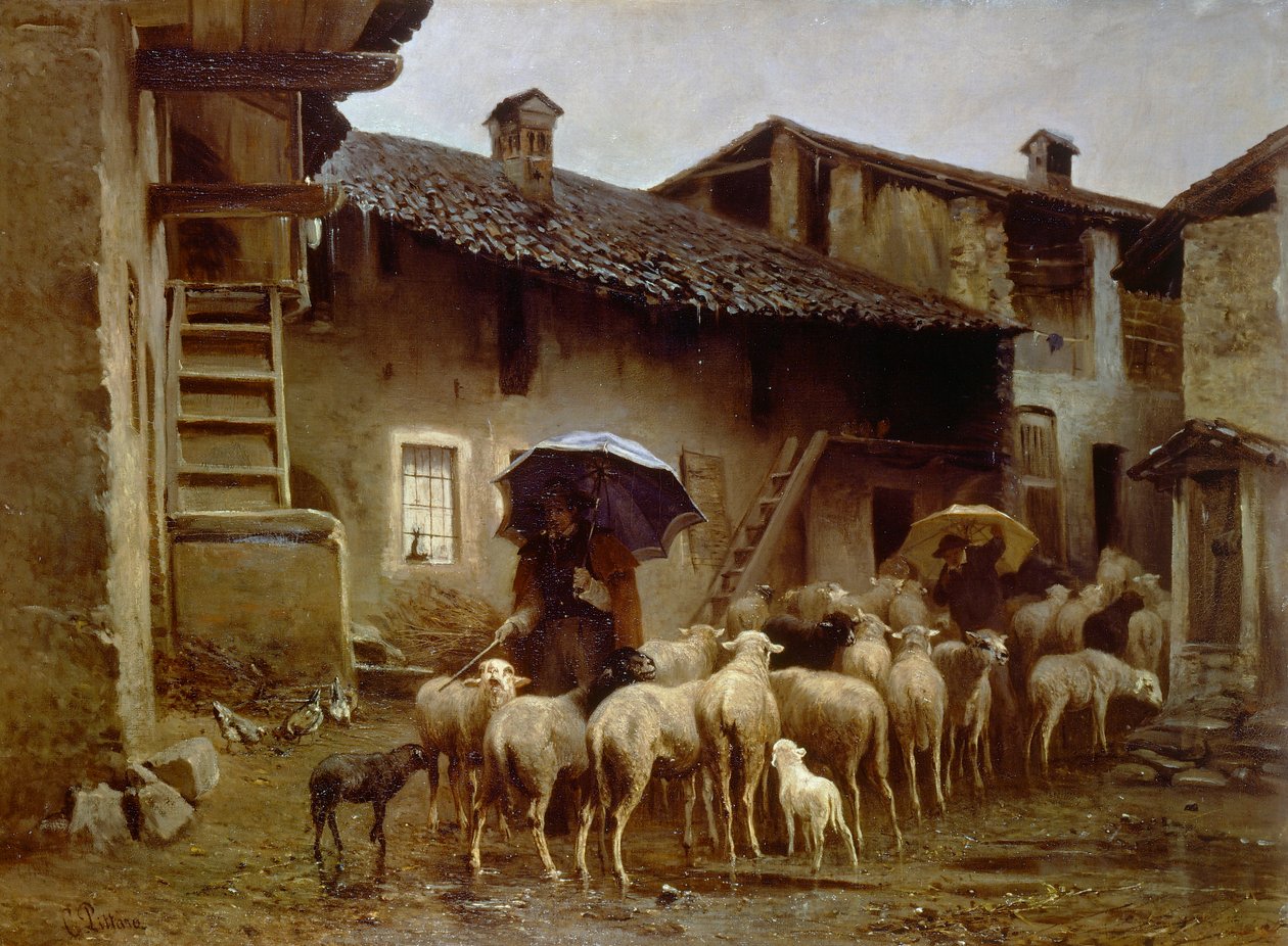 Vend tilbage til stalden af Carlo Pittara (1836-1890) af Carlo Pittara