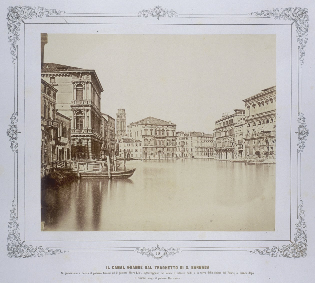 Venedig, Canal Grande fra San Barnabas-færgen, ca. 1855 af Carlo Ponti