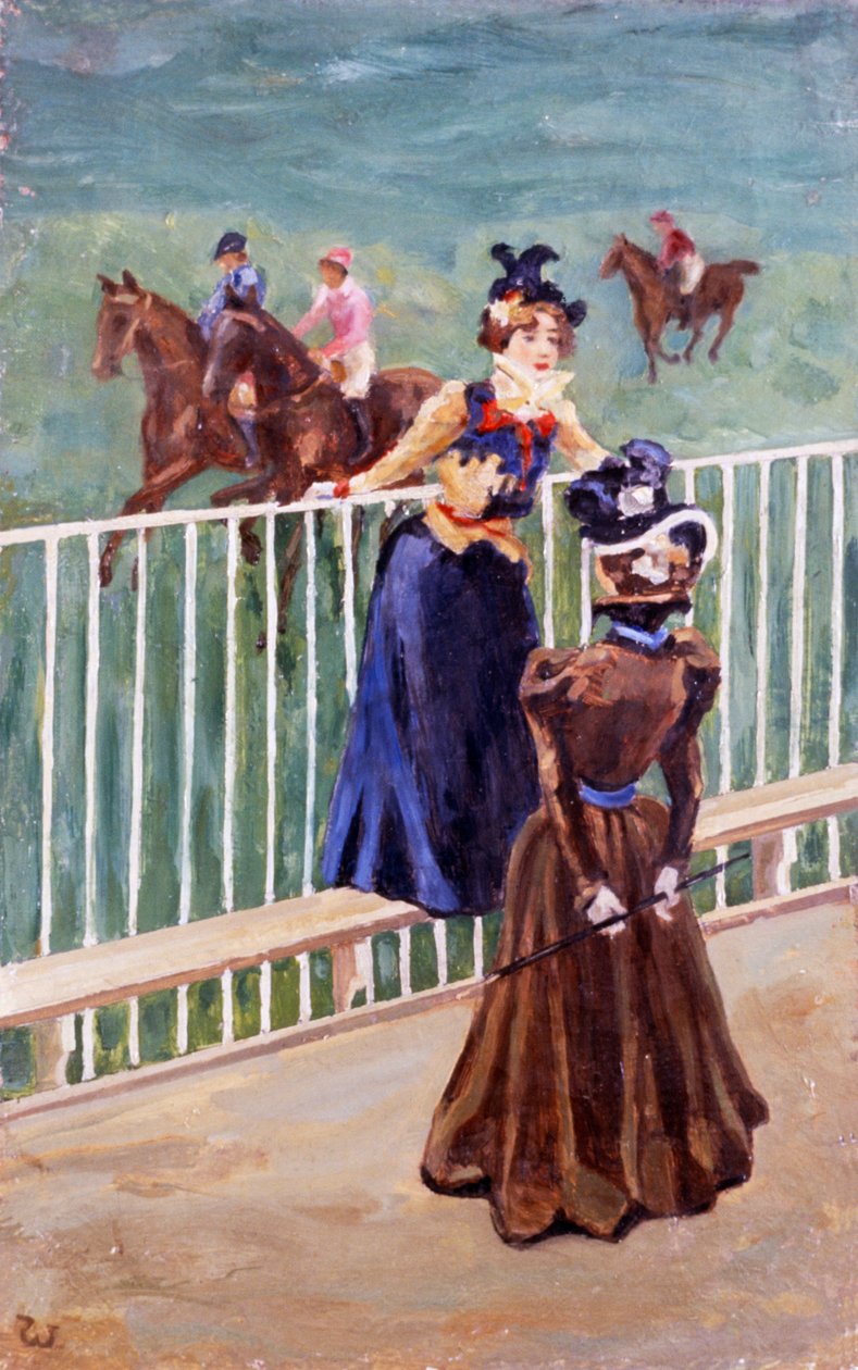 Paris, på racerbanen, af Carlo Wostry (1865-1943), olie på lærred, 55x35 cm af Carlo Wostry