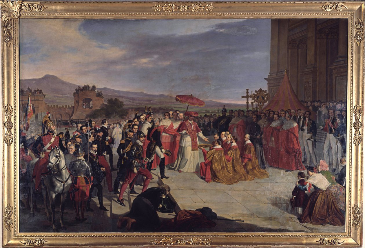Genindvielsen af Lateranbasilikaen i Rom af pave Pius IX, af De Paris, Carlo (1800-1861). Olie på lærred af Carlo de Paris