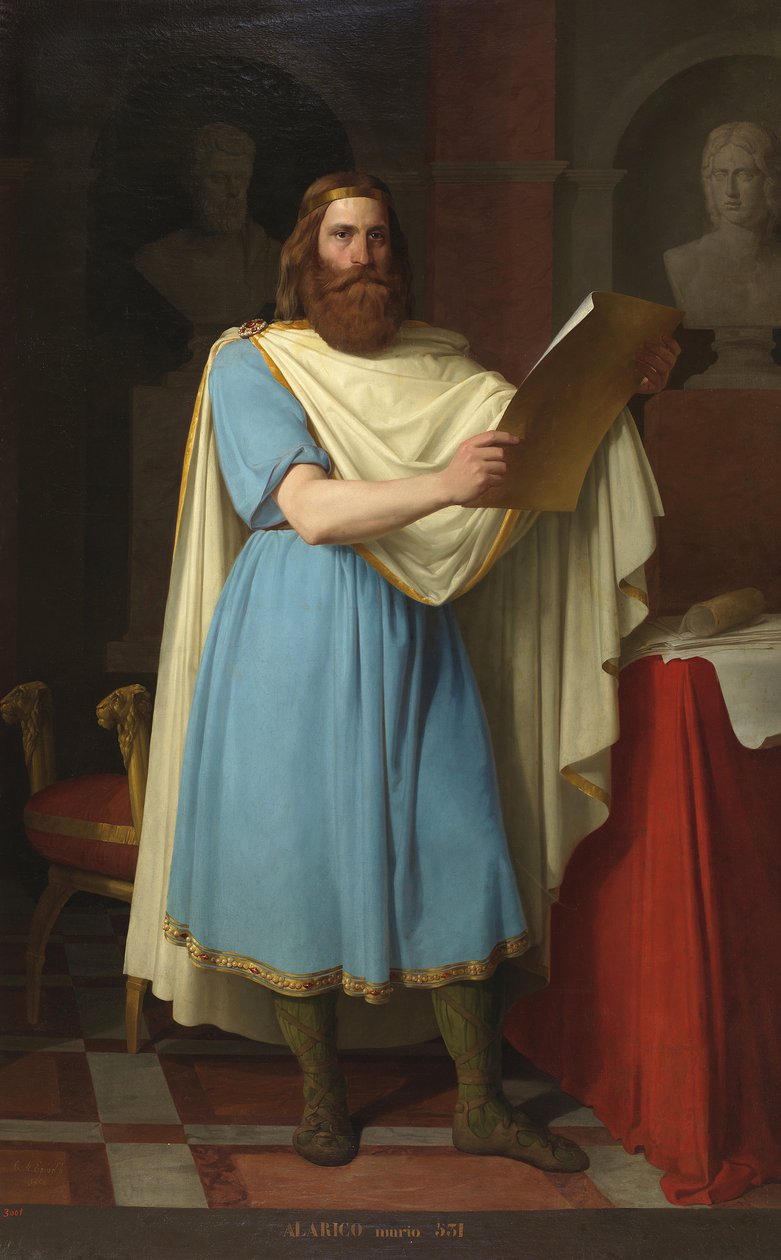 Portrait du roi wisigoth Alaric II (484-507) (Visigothic King Alarik, Alarich og Alarico II) Maleri af Carlos Maria Esquivel y Rivas (1830-1867) 1856 Palais de las Cortes, Madrid af Carlos Maria Esquivel