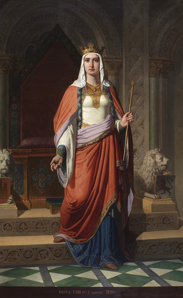 Portrait de la reine Urraque Iere de Leon (1081-1126) (Portræt af dronning Urraca af Leon og Castilla) Maleri af Carlos Mugica y Perez (1821-vers 1876) 1857 Palais de las Cortes, Madrid af Carlos Múgica y Pérez