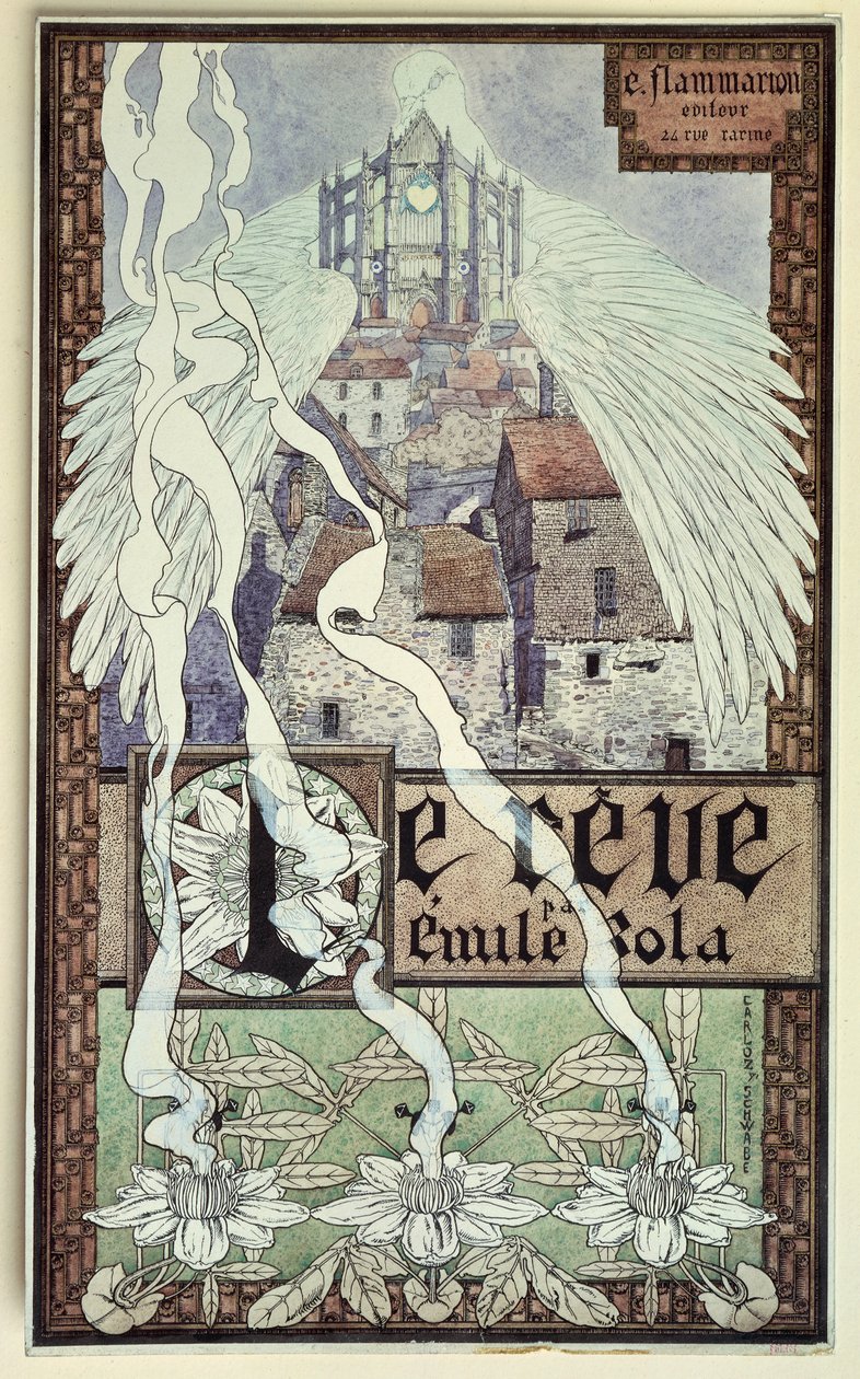 Drømmen, titelblad til roman af Emile Zola (Paris af Carlos Schwabe