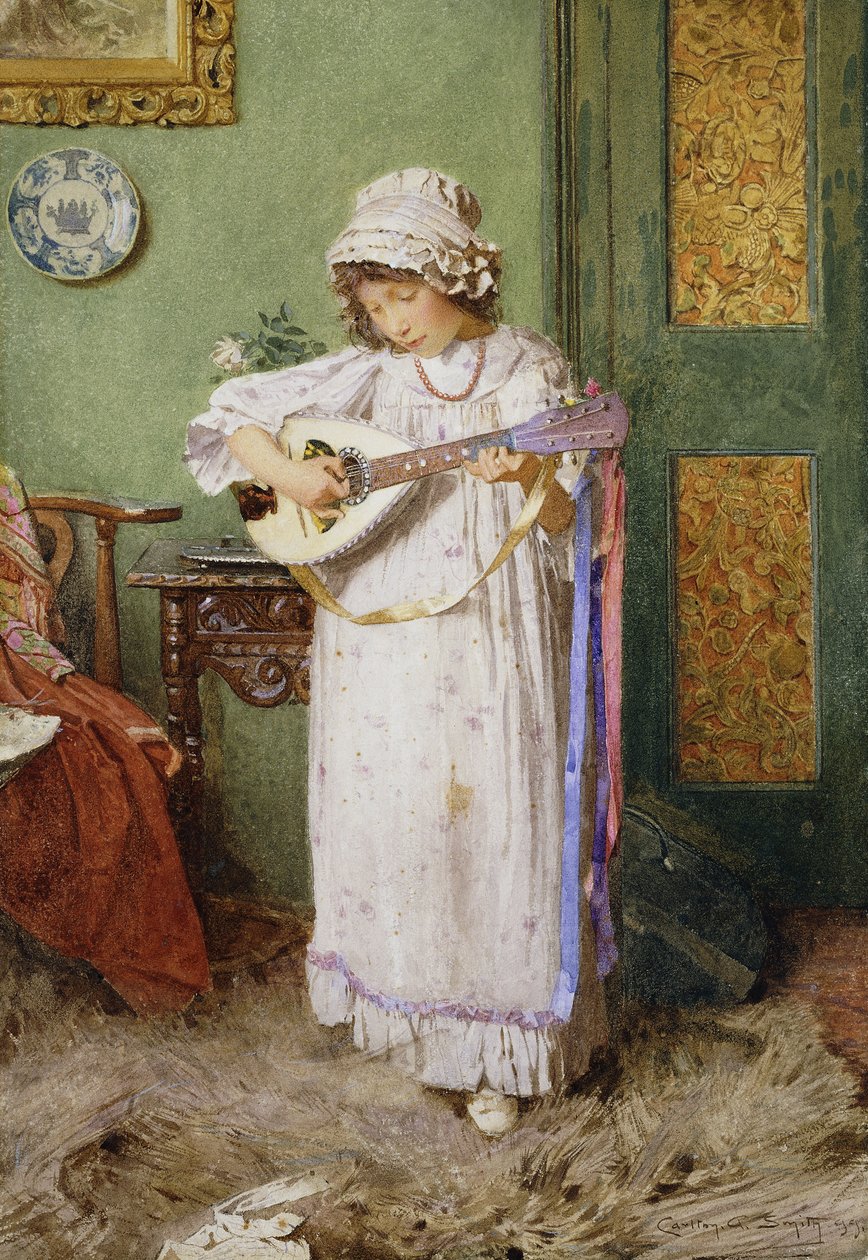 En pige, der spiller mandolin af Carlton Alfred Smith