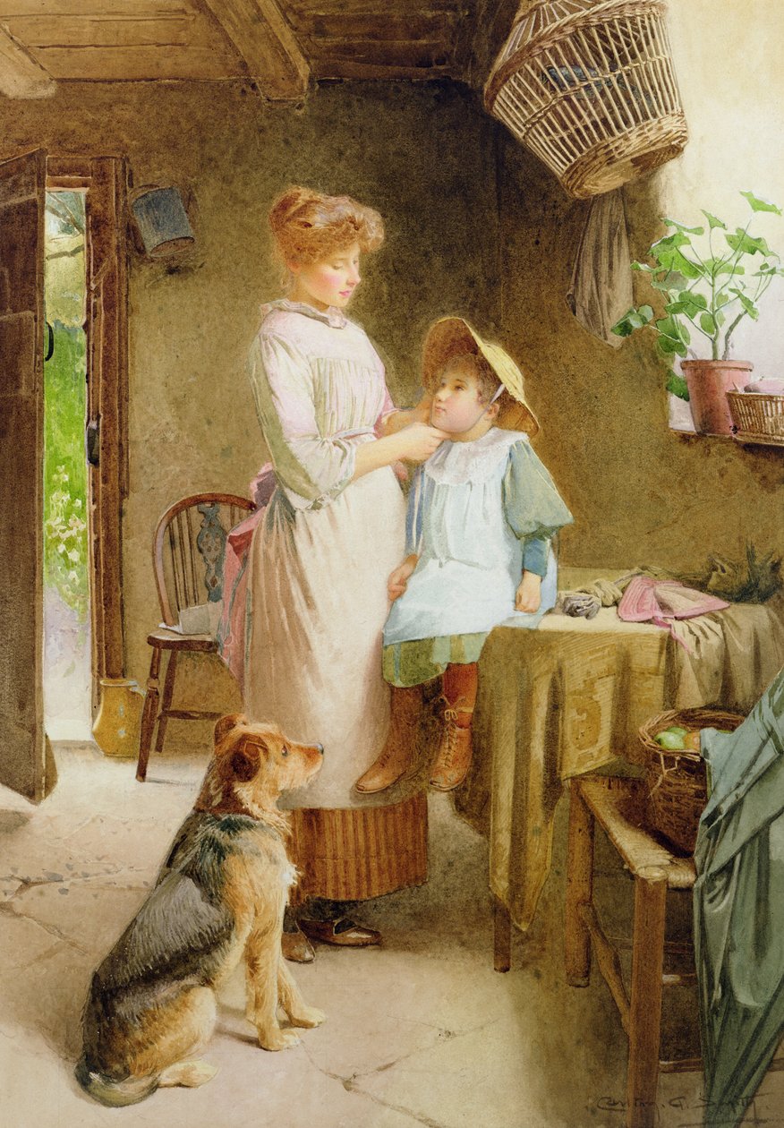 The New Bonnet (olie på lærred) af Carlton Alfred Smith