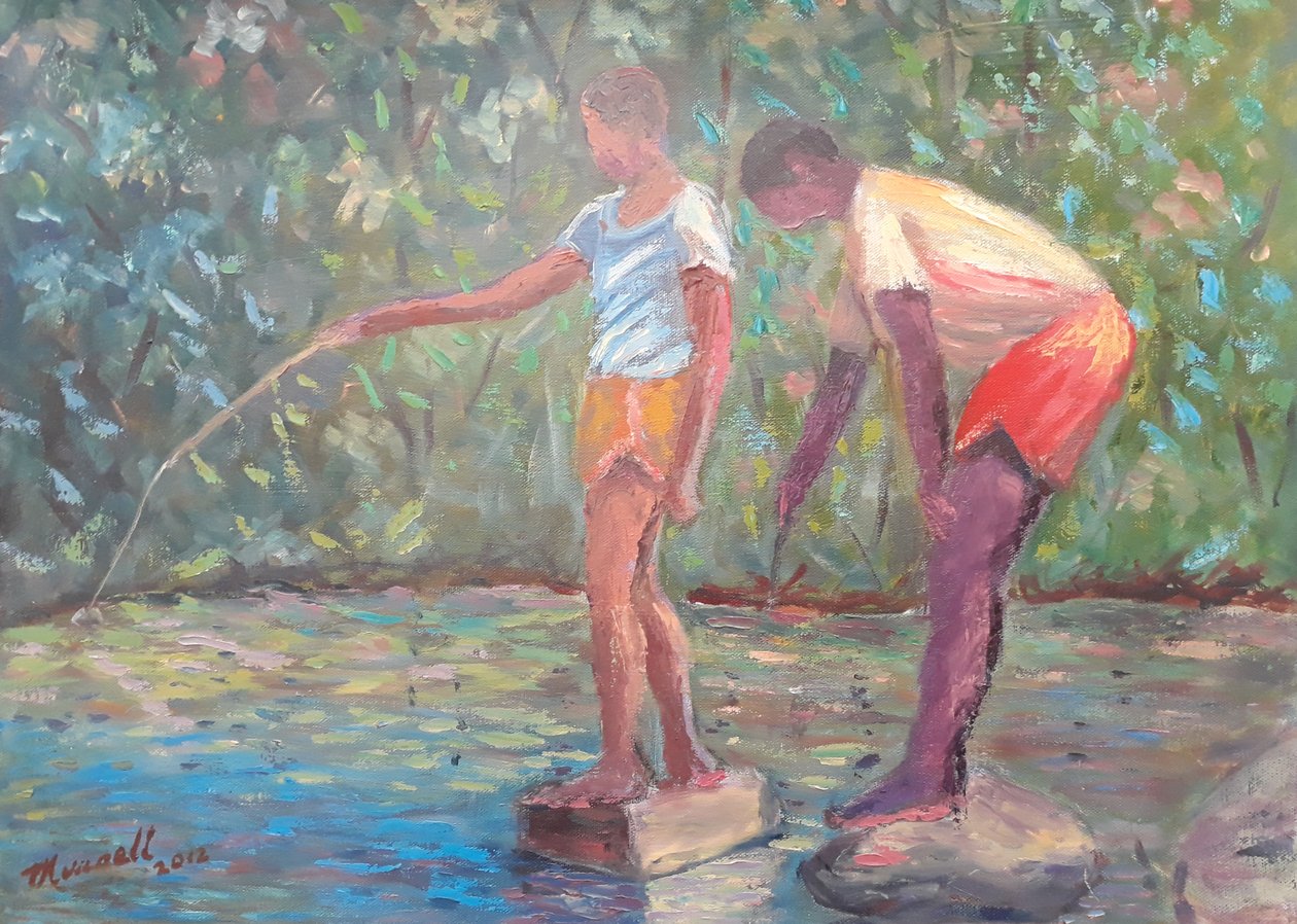 Fiskeri, 2014 (olie på lærred) af Carlton Murrell