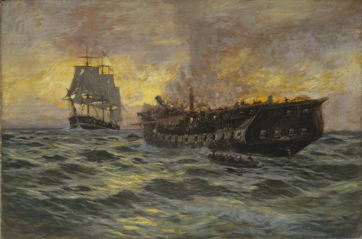 Engagement mellem den amerikanske fregatforfatning og H.M.S. Java, 1897 af Carlton Theodore Chapman