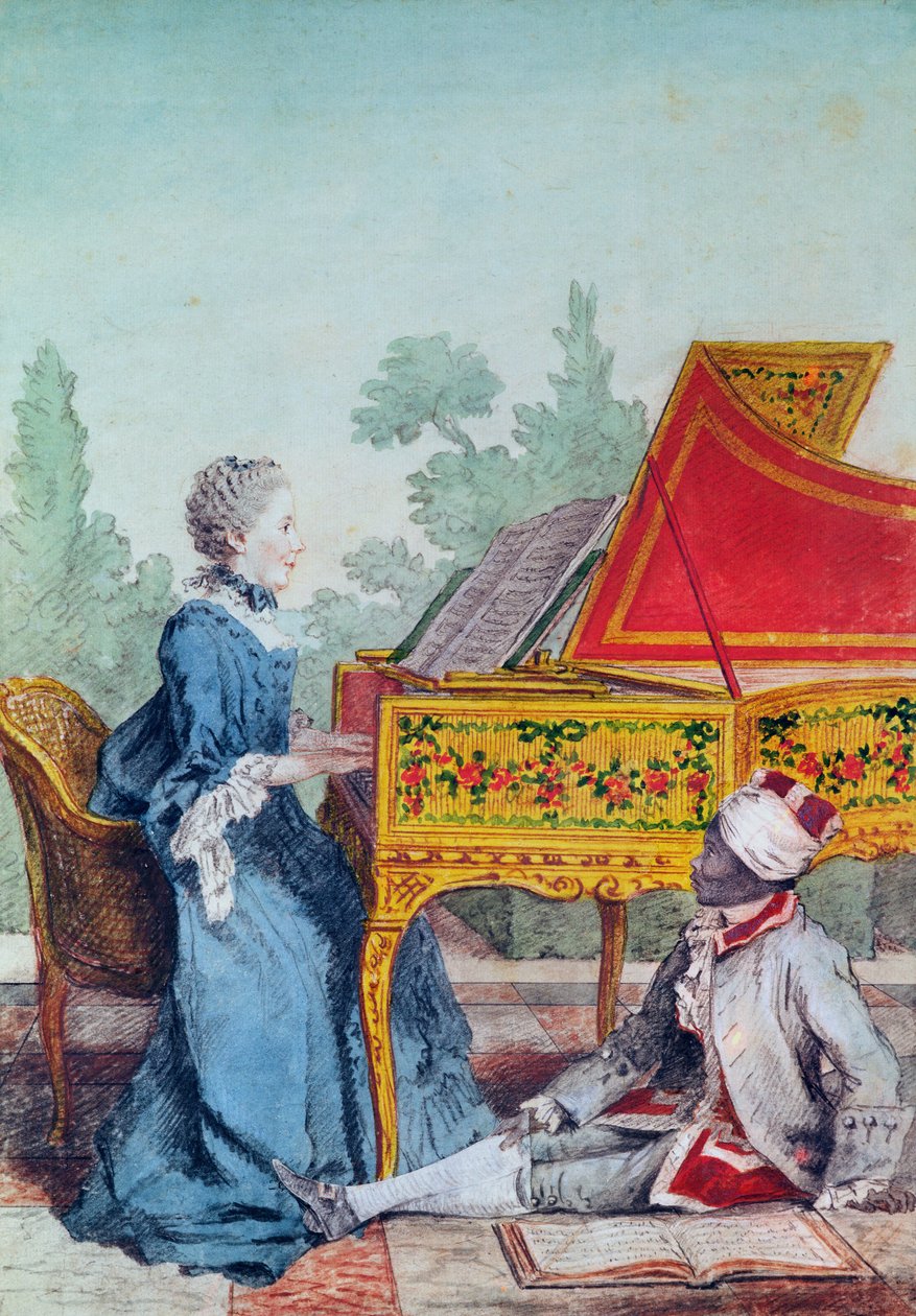 Portræt af Mademoiselle Desgots fra Saint-Domingue med sin slave Laurent af Carmontelle