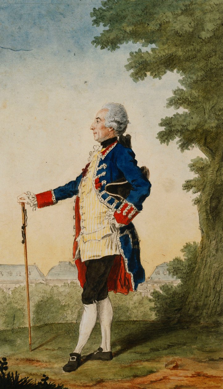 Baron de Bombelles i Tuilerierne, 1765 af Carmontelle
