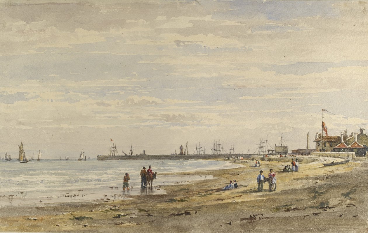 Ramsgate Pier, august 1838 (akvarel på papir) af Caroline Davidson
