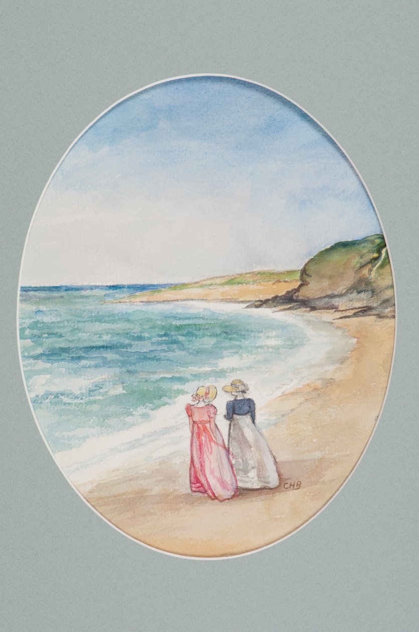 Anne & Henrietta spadserer ned til havet, 2006 (wc på papir) af Caroline Hervey Bathurst