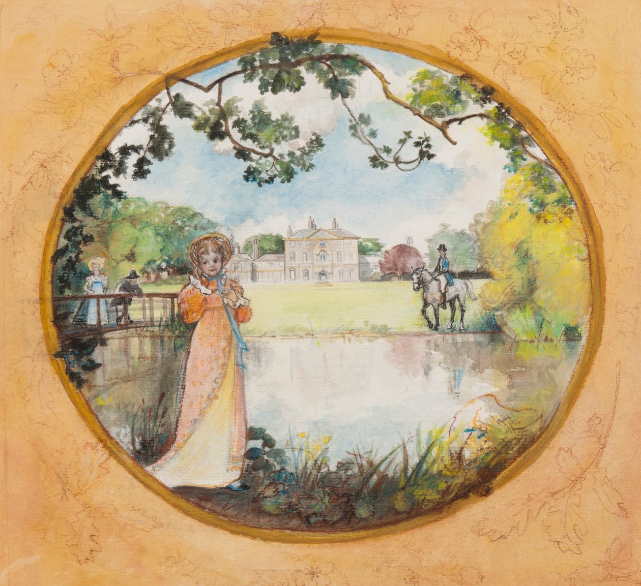 Mr Darcy Approaching, 2008 (wc & kridt på papir) af Caroline Hervey Bathurst