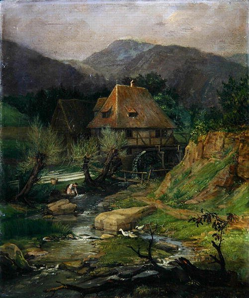 Mølle nær Doernberg (olie på lærred) af Caroline von der Embde