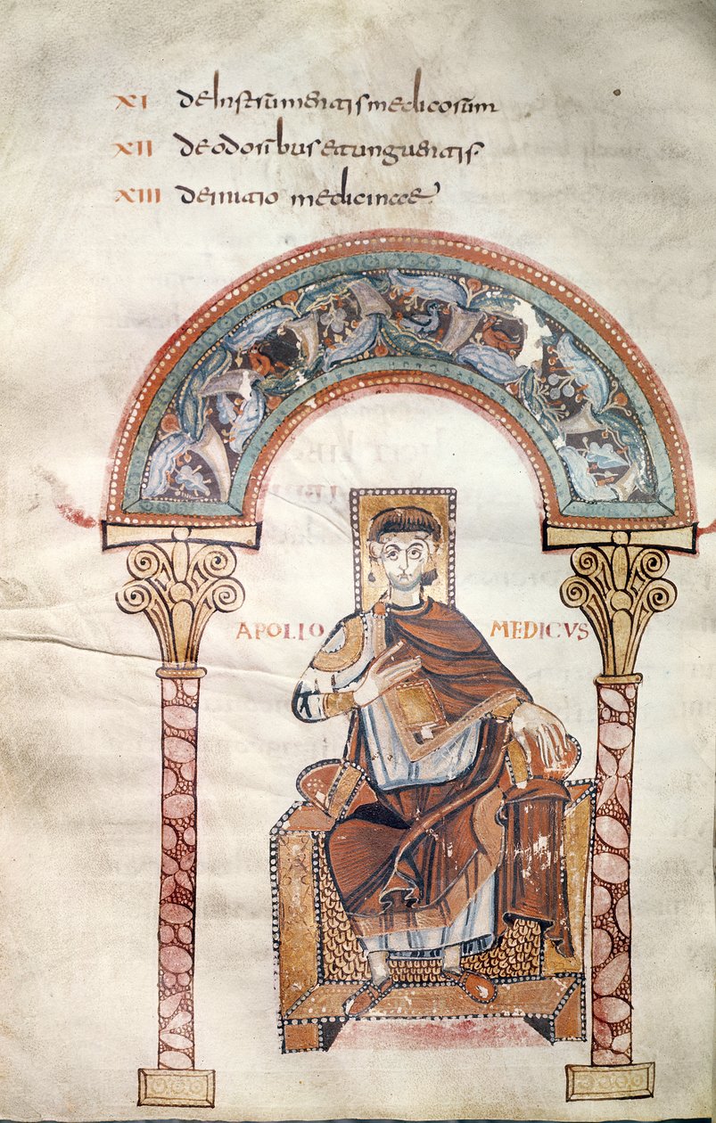 Ms CCII fol.91v Apollo Medicus, fra Etymologiae af Isidore af Sevilla af Carolingian School