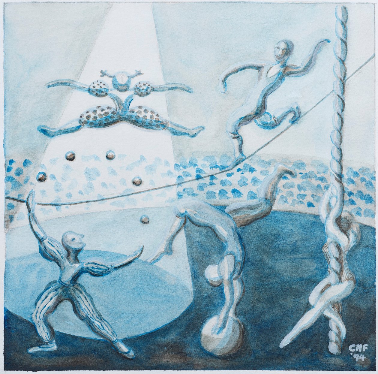 Cirkusscene II, 1994 (akvarel på papir) af Carolyn Hubbard Ford