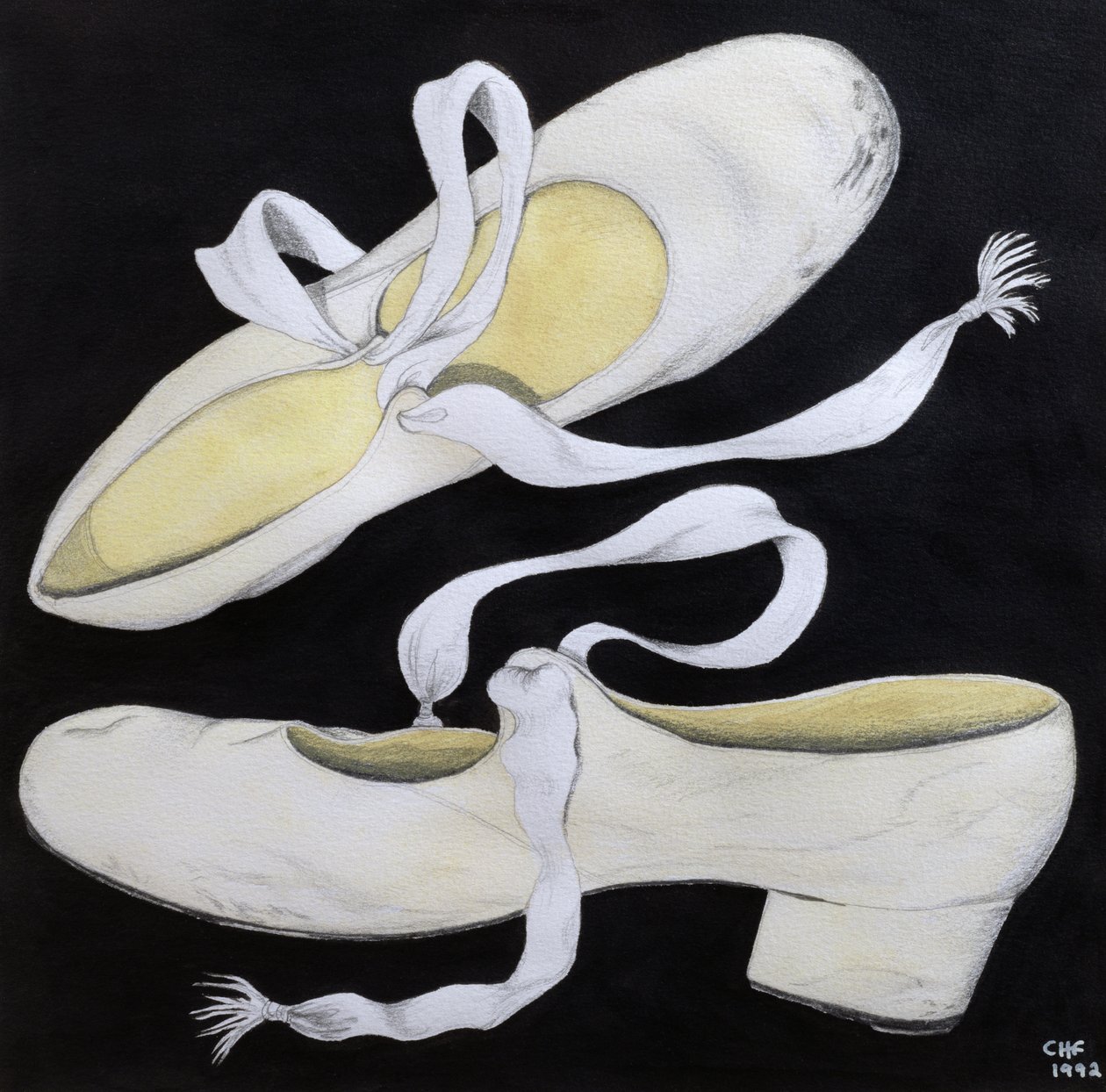 Old Tap Dancing Shoes, 1992 (blyant og wc på papir) af Carolyn Hubbard Ford
