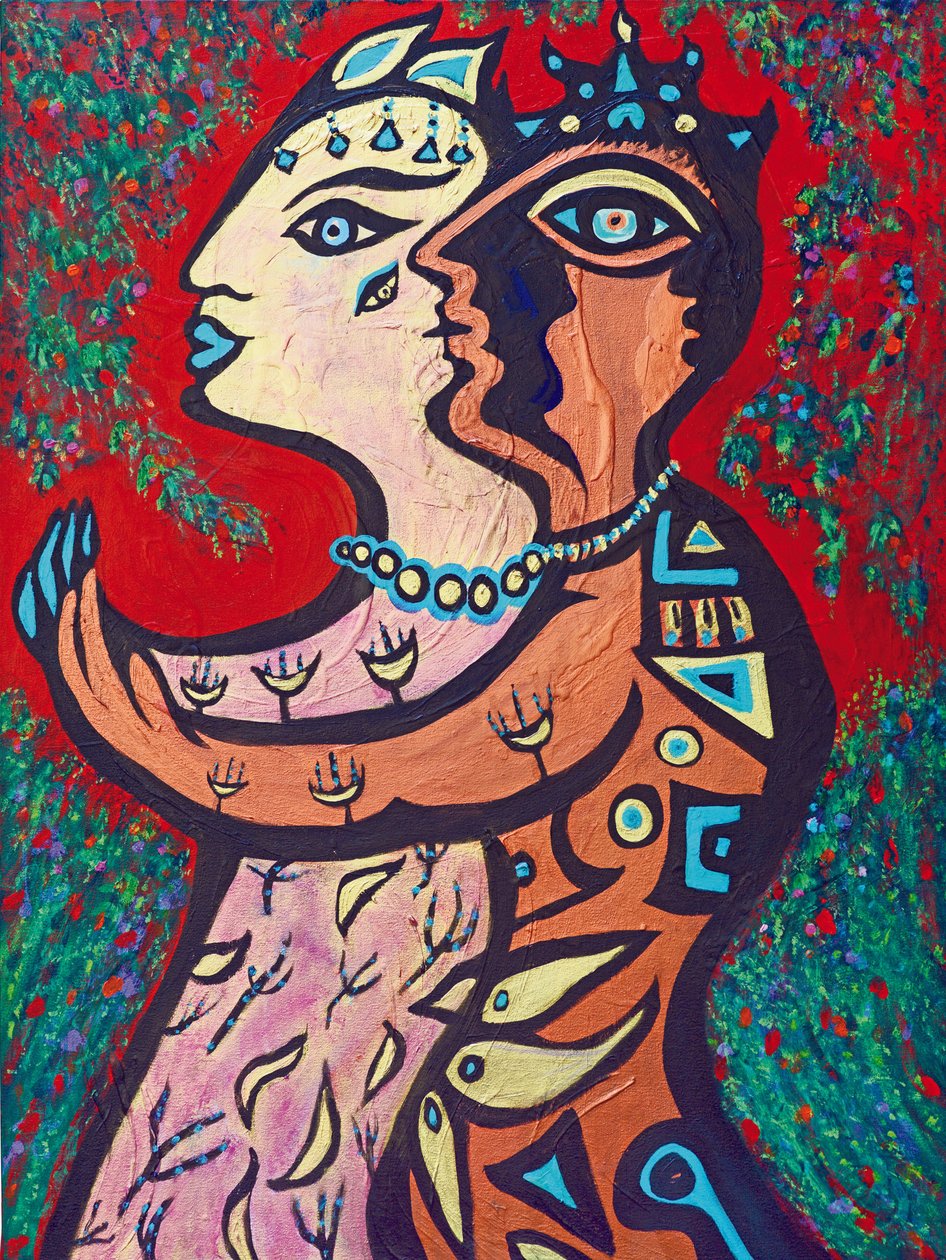 Blesséd Lovers, 2013 (akryl på lærred) af Carolyn Mary Kleefeld