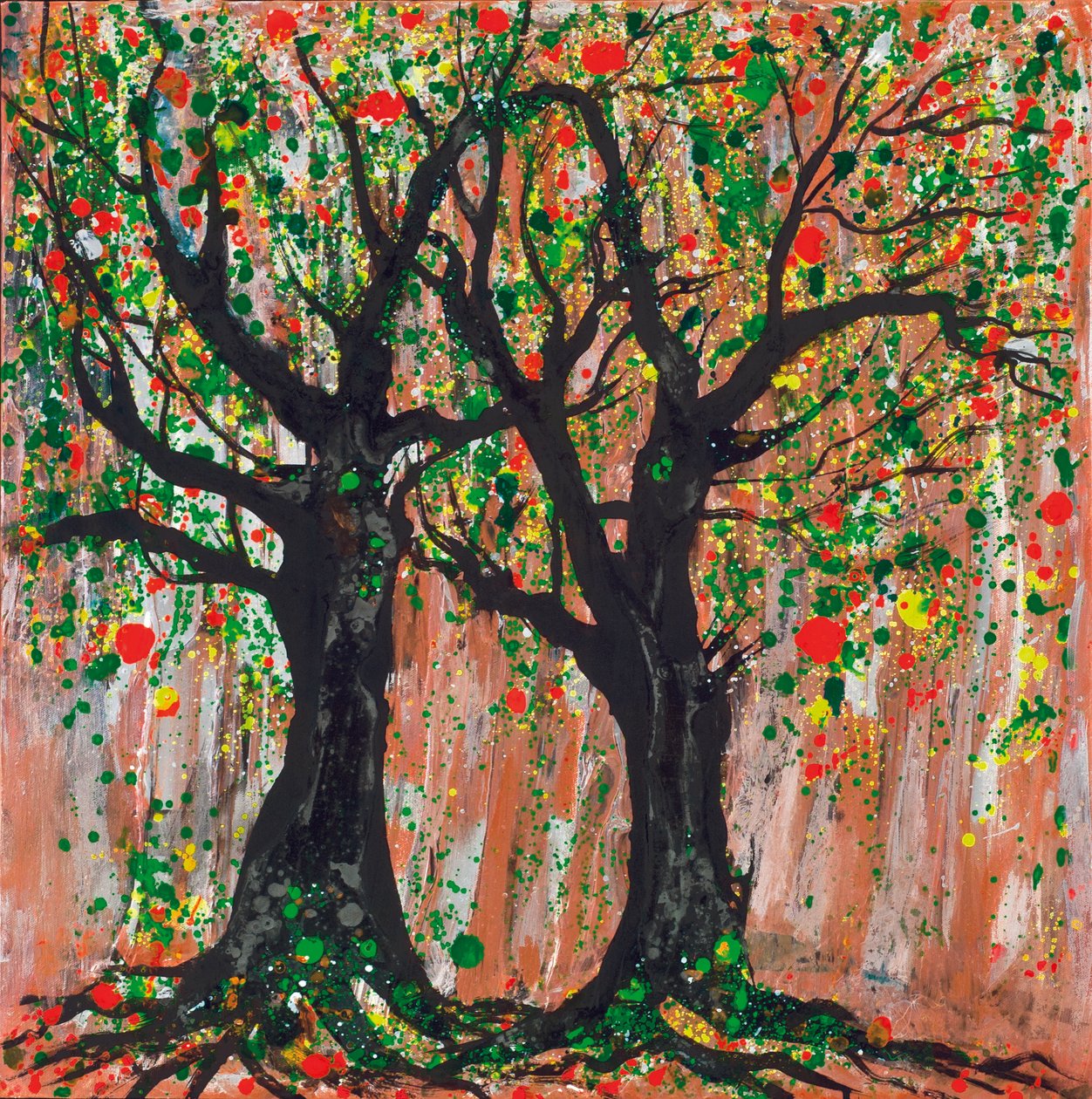Pomegranate Tree, 2012 (akryl og blæk på lærred) af Carolyn Mary Kleefeld