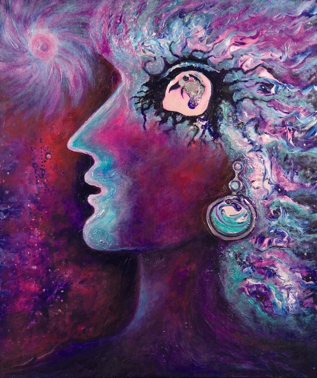Quantum Diva, 2008 (olie på lærred) af Carolyn Mary Kleefeld