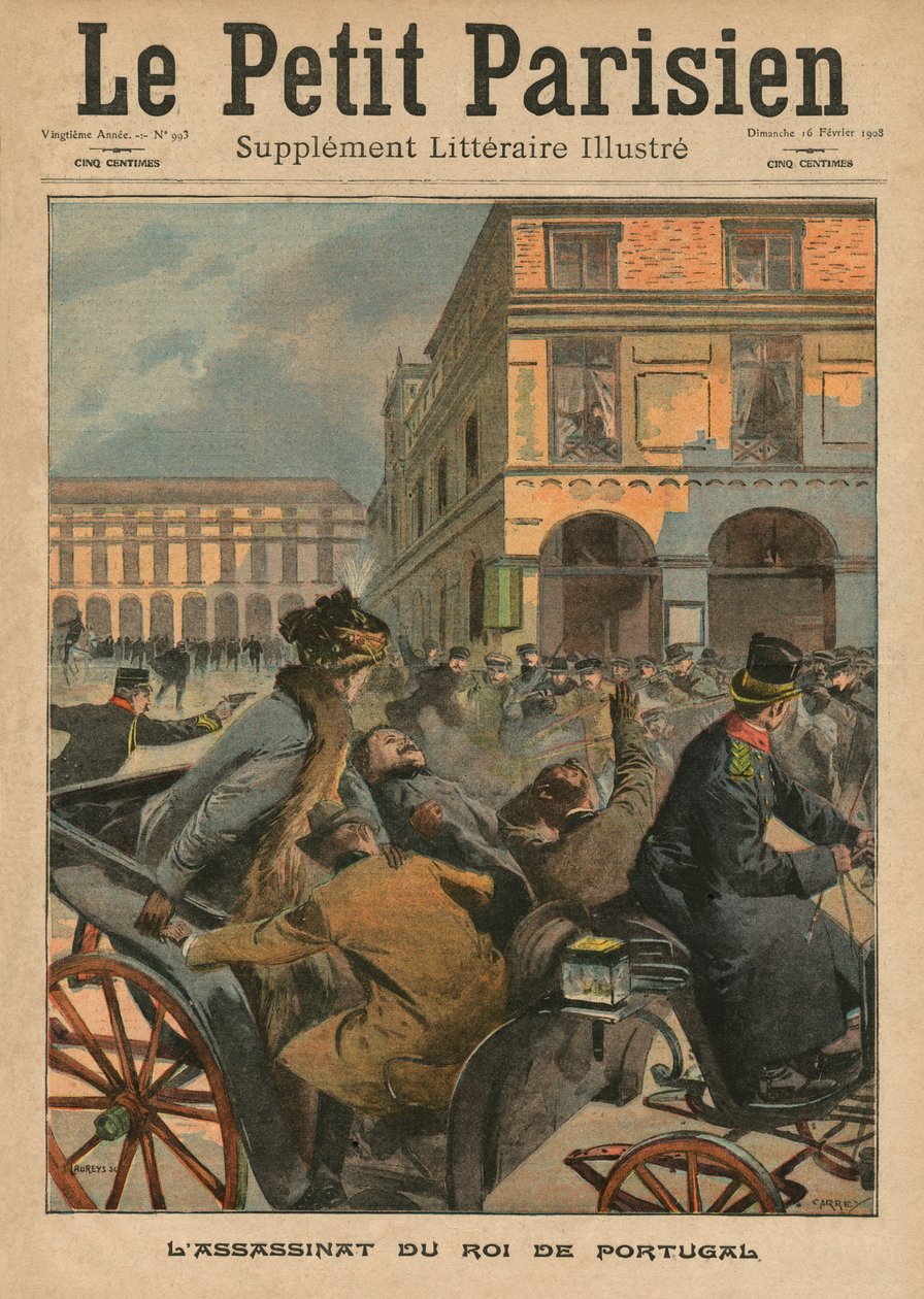 Mordet på kong Carlos I, konge af Portugal, forsideillustration fra 