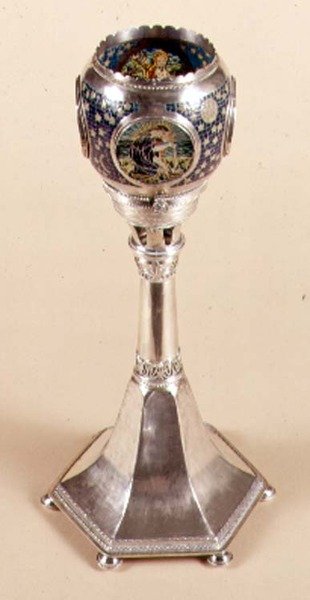 Plique-a-jour emaljeret lampe, 1905-12 (metal og emalje) af Carrie Copson