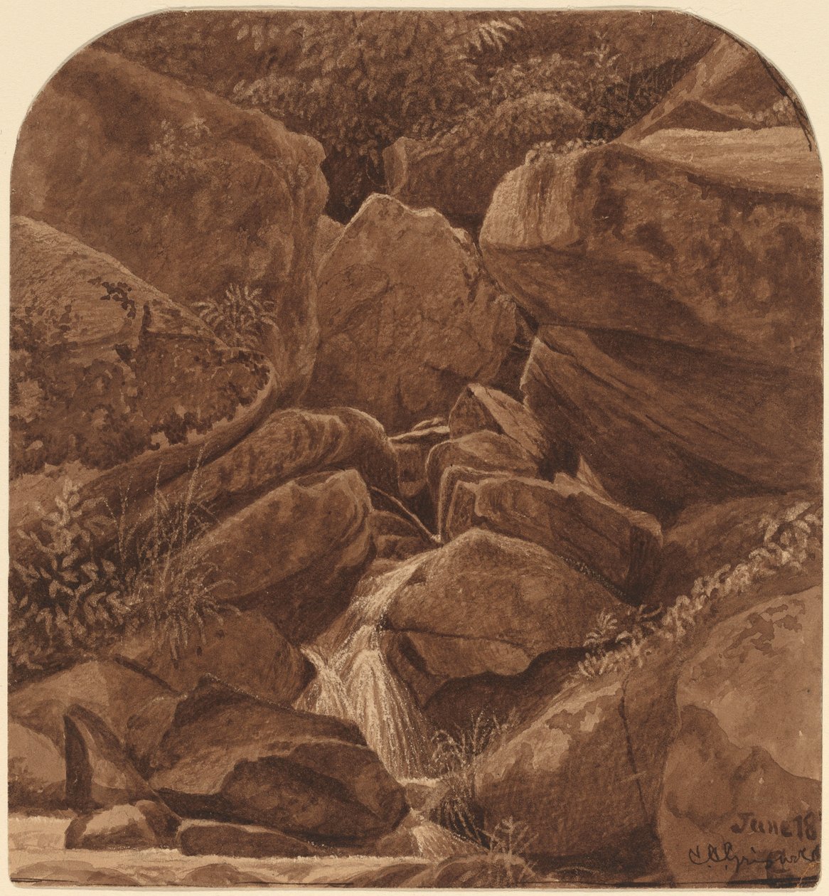 Klipper og vandfald af Casimir Clayton Griswold