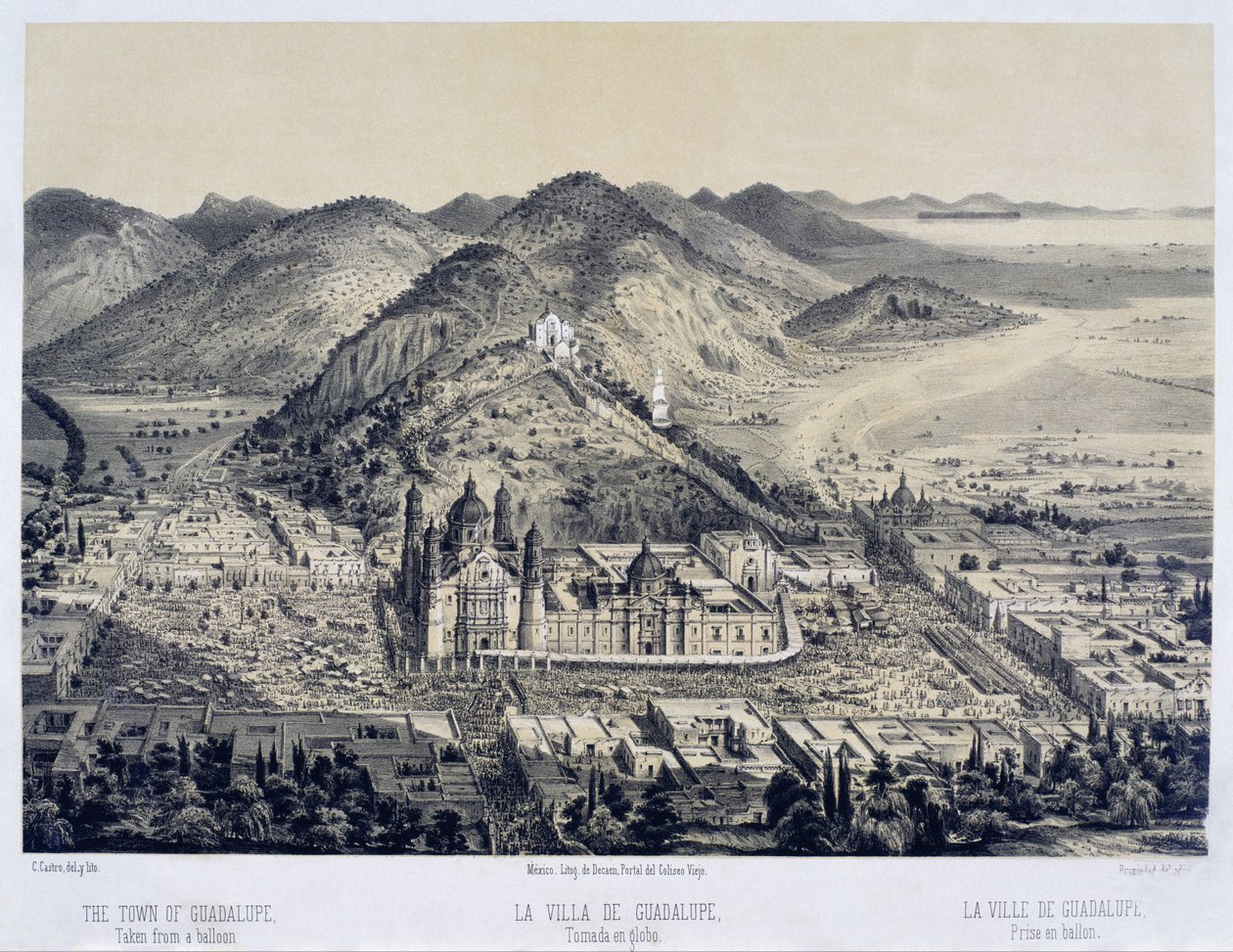 Villa de Guadalupe set fra en varmluftsballon af Casimiro Castro
