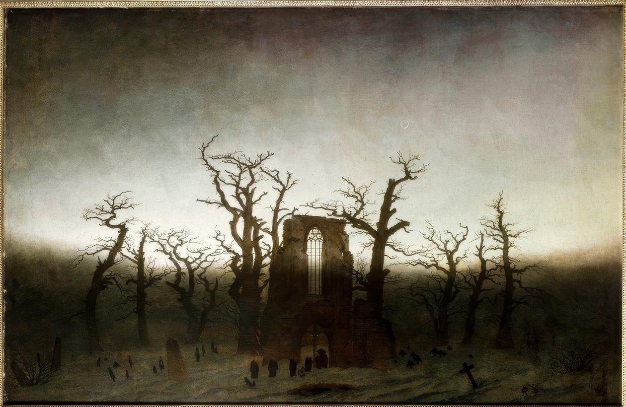 Abbedi i egeskoven af Caspar David Friedrich