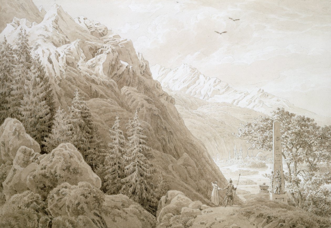 Efterår (blæk på blyant på papir) af Caspar David Friedrich