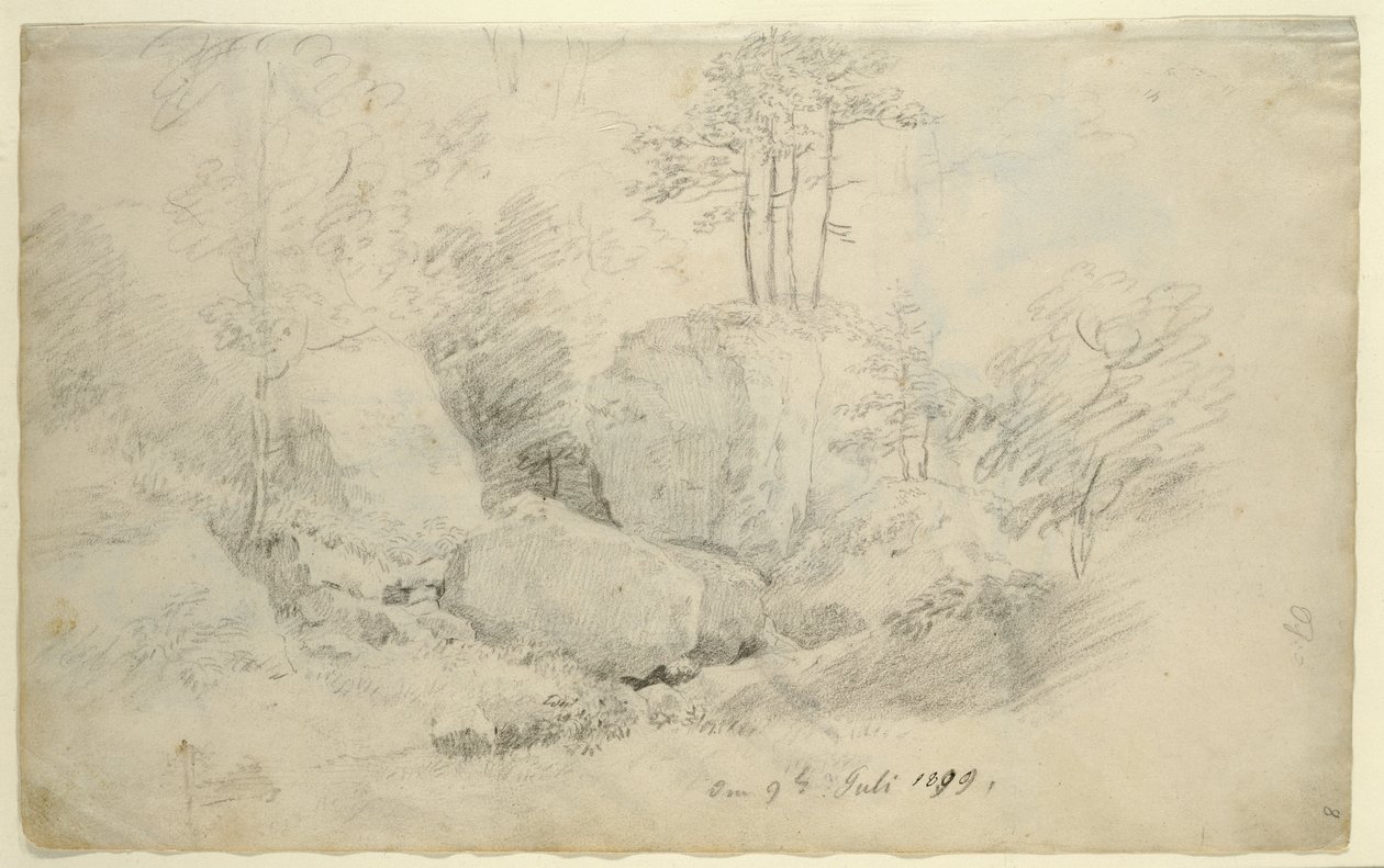 Boulders in Woodland, 1800 af Caspar David Friedrich