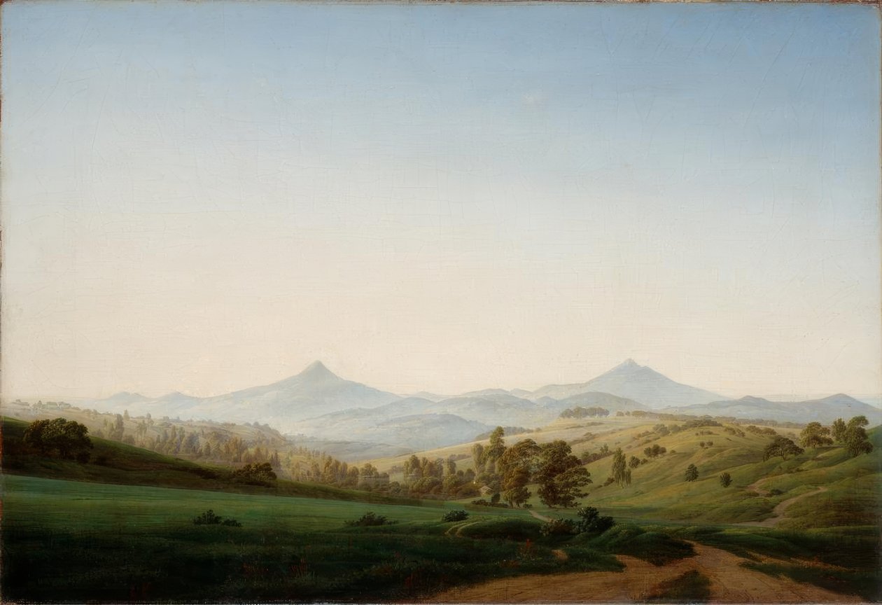 Bøhmisk landskab med Milleschauer af Caspar David Friedrich
