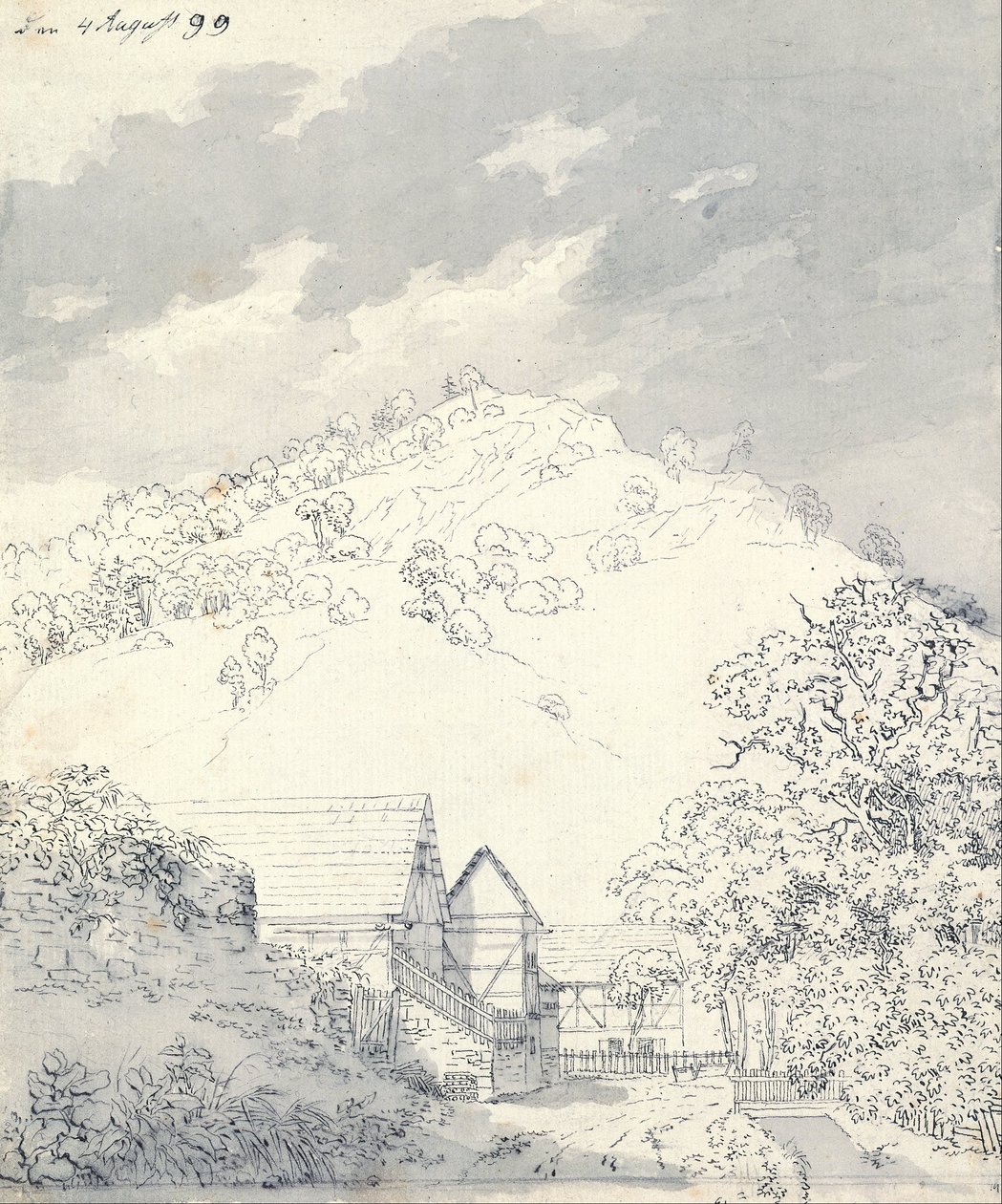 Stuehuse ved en bjergskråning af Caspar David Friedrich