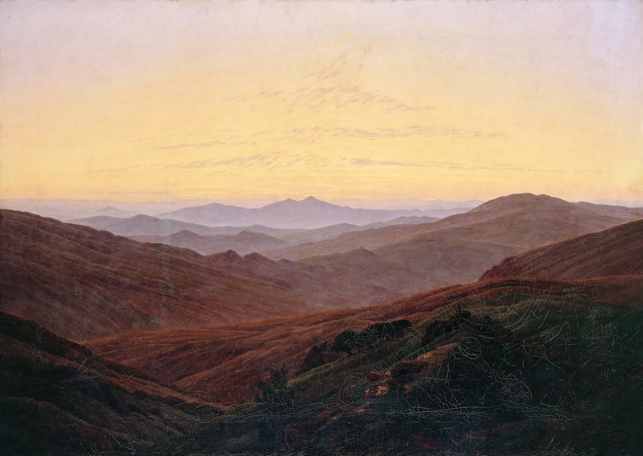 Kæmpebjerge / Før solopgang i bjergene af Caspar David Friedrich