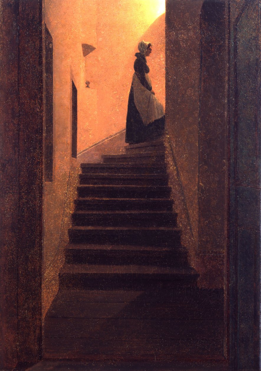 Dame på trappen / Caroline på trappen af Caspar David Friedrich