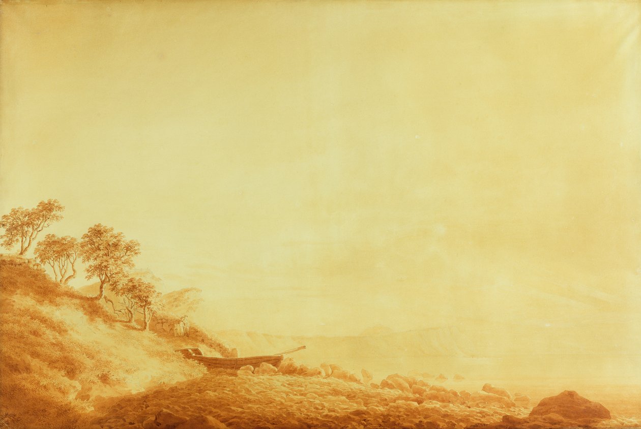 Kiggende mod Arkona ved solopgang, 1801 (blæk på papir) af Caspar David Friedrich