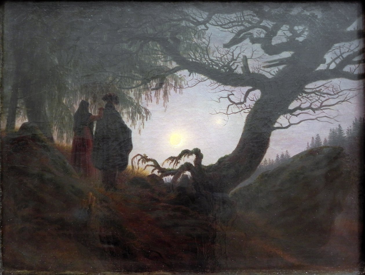 Mand og kvinde med udsigt over månen af Caspar David Friedrich