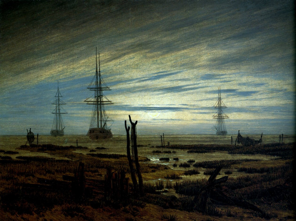 Skibe i vejstationen af Caspar David Friedrich