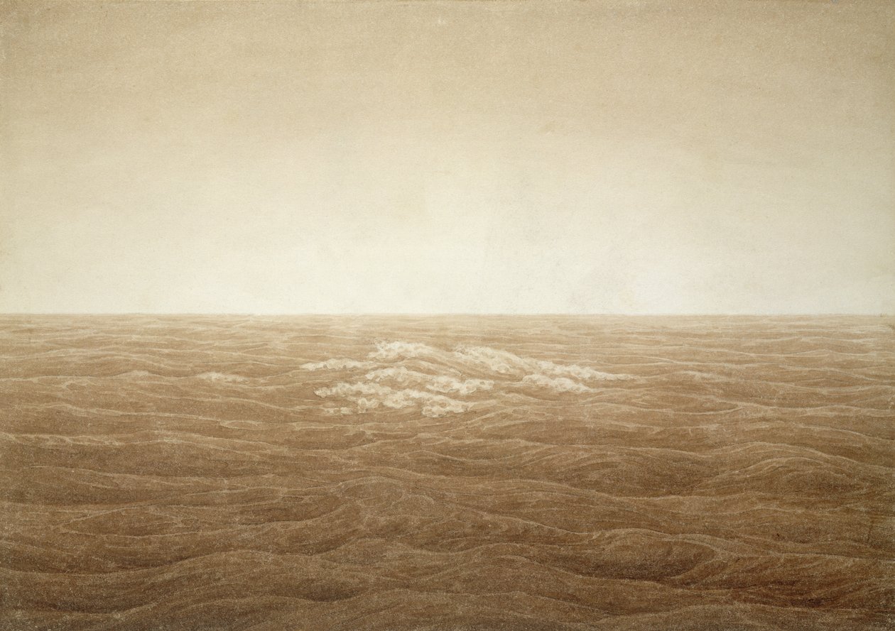 Sea at Sunrise, 1828 (sepia blæk over blyant på papir) af Caspar David Friedrich