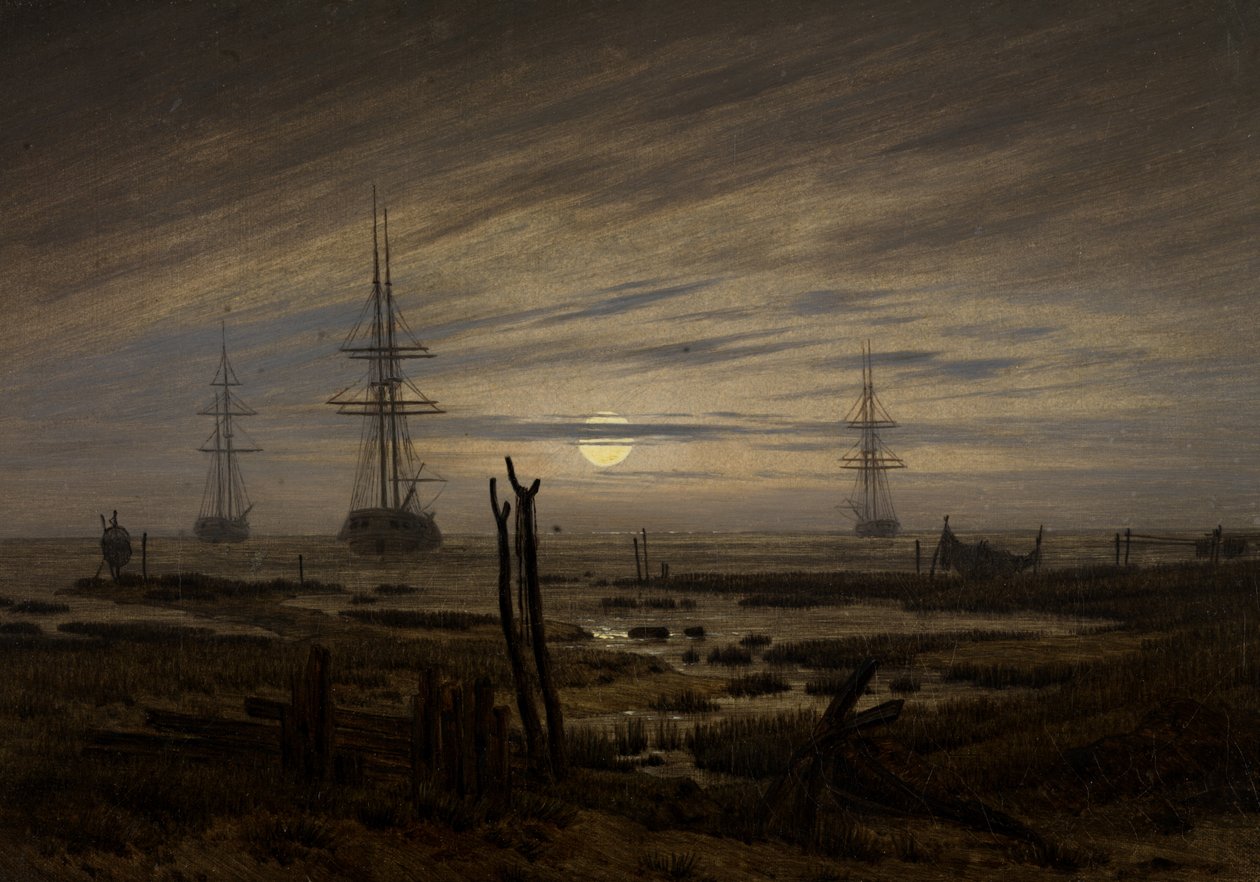 Skibe ved anker af Caspar David Friedrich