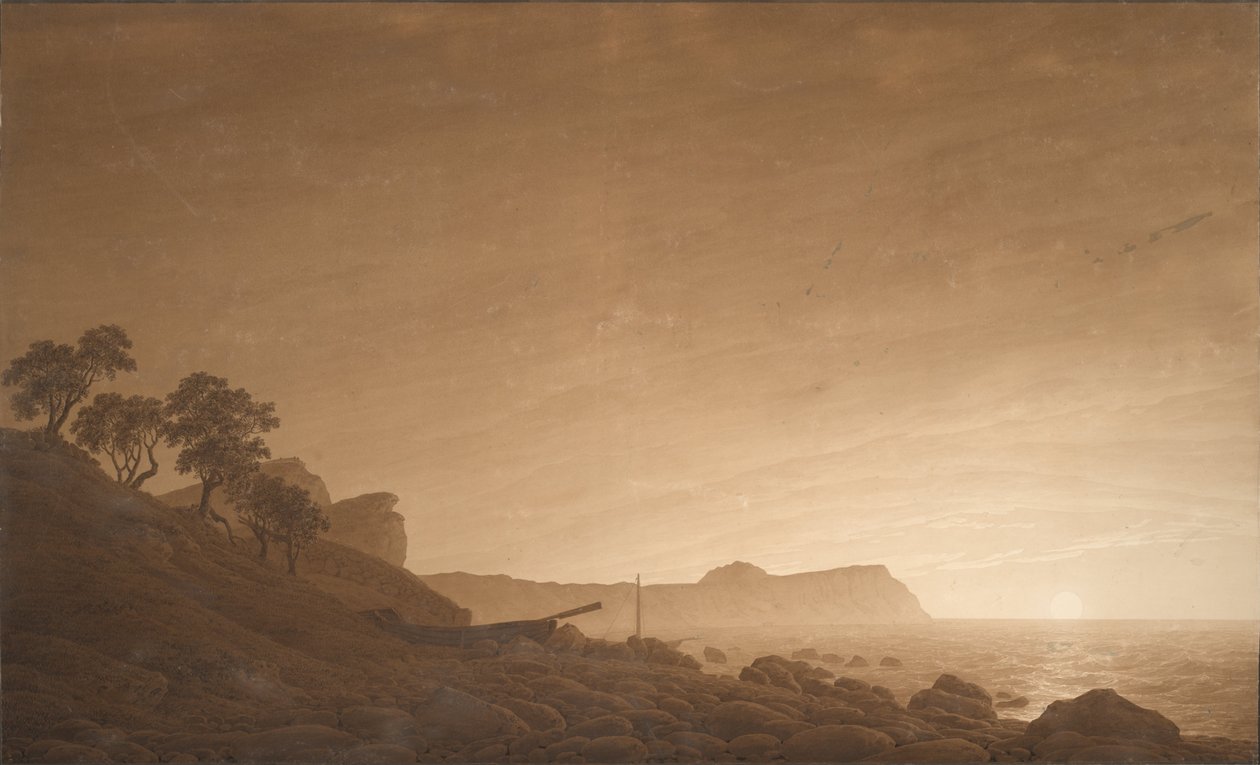 Udsigt over Arkona med stigende måne, ca. 1805-1806 af Caspar David Friedrich