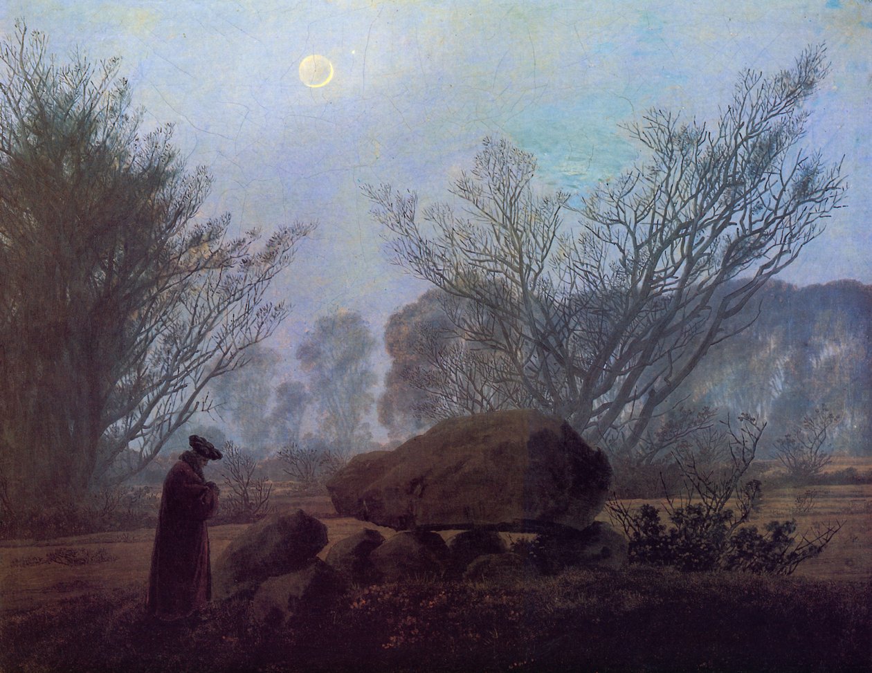 Walk at Dusk (mand overvejer en megalit) af Caspar David Friedrich