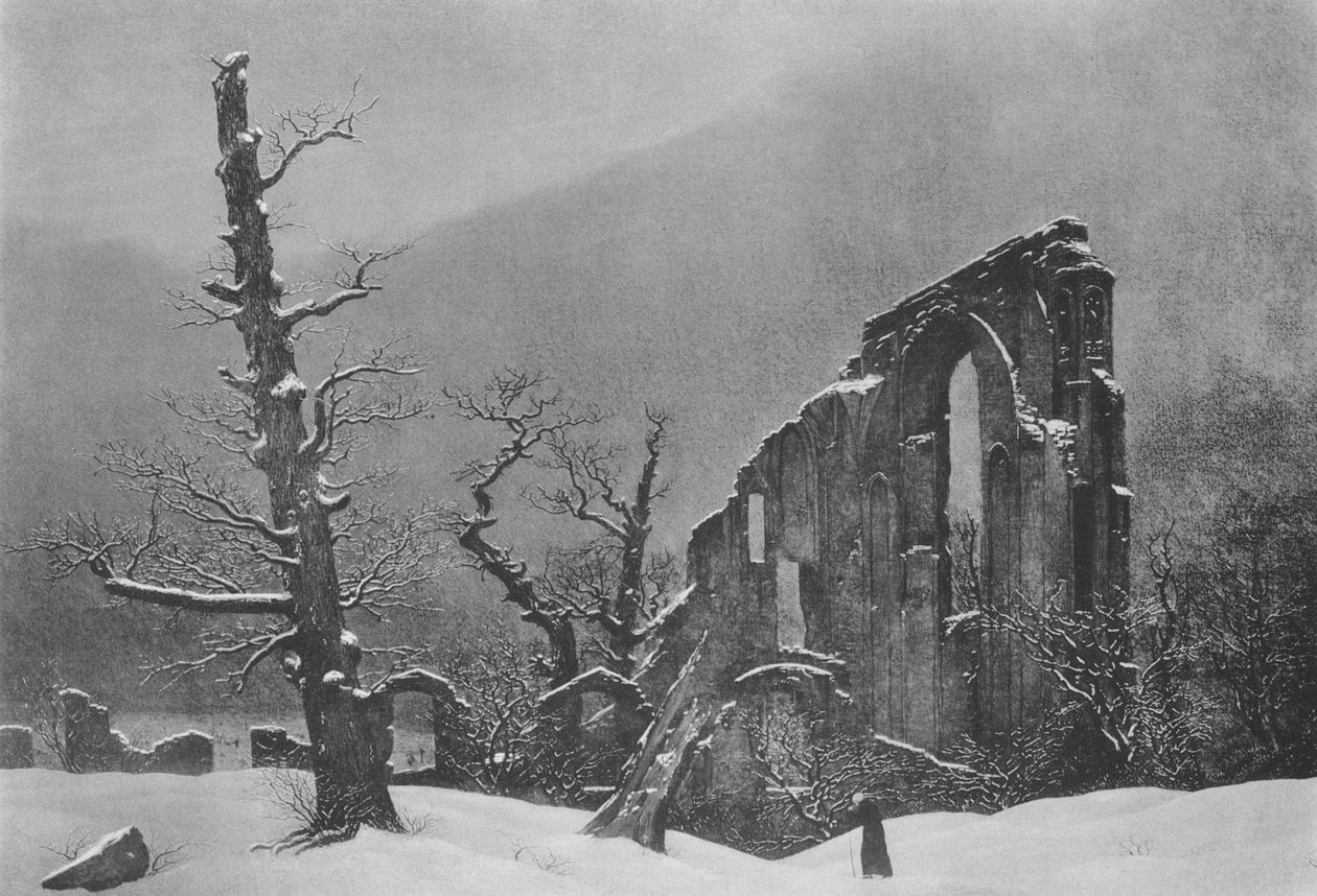 Vinterlandskab med ruiner af Eldena -klosteret af Caspar David Friedrich