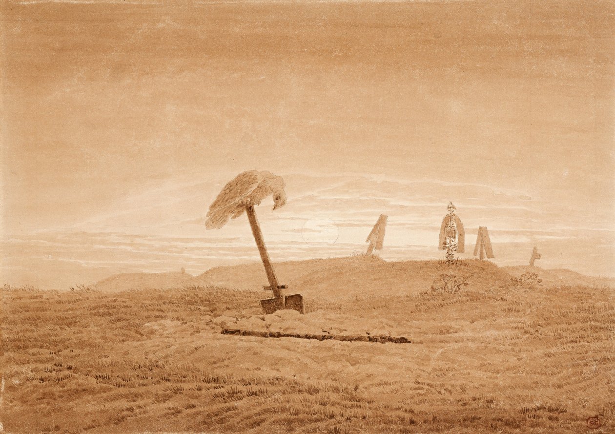 Landskab med grave, ca. 1835-1837 af Caspar David Friedrich