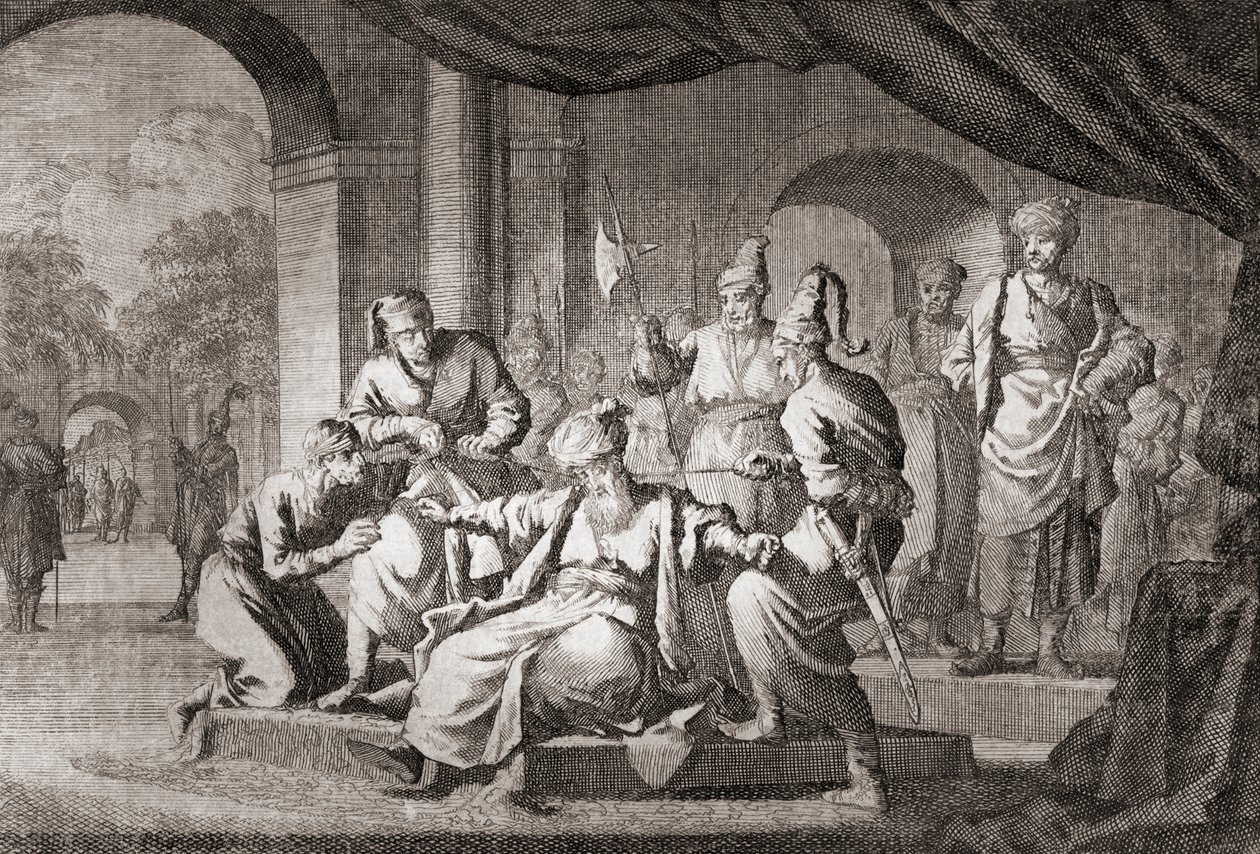 Noble kvalt med en silkesnor. Det Osmanniske Rige (tryk) af Caspar (after) Luyken