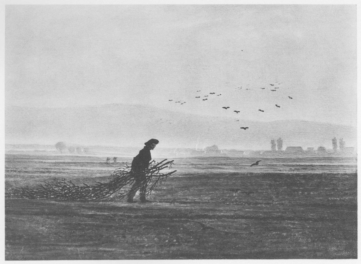 Efterårslandskab med en mand, der samler brænde af Caspar David Friedrich